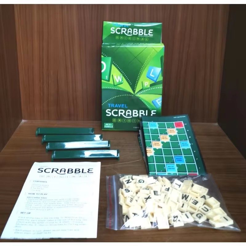 2-4 People English Spelling Solitaire Box Alphabet Chess Educational Toys Travel English Alphabet Scrabble Puzzle Board Game