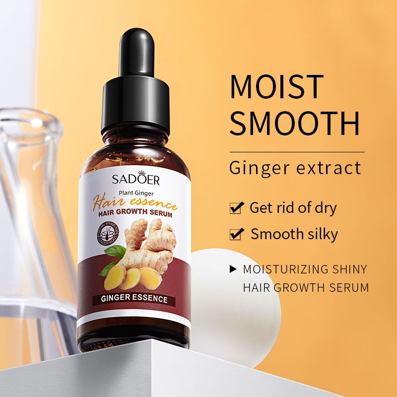 4PCS SADOER Ginger Hair Care 4PCS Set: Shampoo, Conditioner, Hair Mask & Treatment Liquid - Reduces Dryness, Bifurcation & Coarseness, Leaving Hair Elastic & Shiny