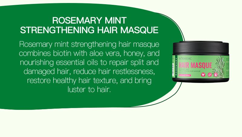 4PCS KORMESIC Rosemary Mint & Biotin 4-Piece Hair Strengthening System - Shampoo, Conditioner, Scalp Oil & Mask Set Repairs Split Ends, Soothes Dry Scalp & Boosts Shine for Fragile/Damaged Hair
