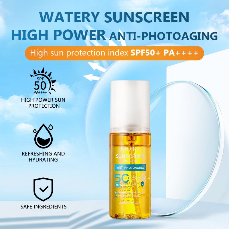 Sunscreen spray with SPF50+ UV protection for the body and face