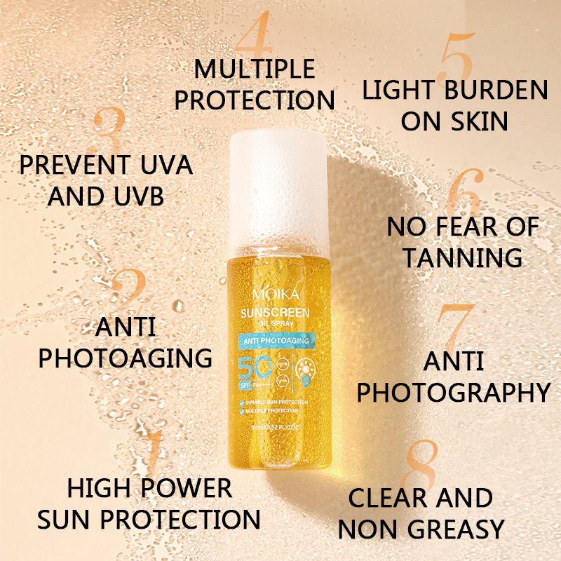 Sunscreen spray with SPF50+ UV protection for the body and face