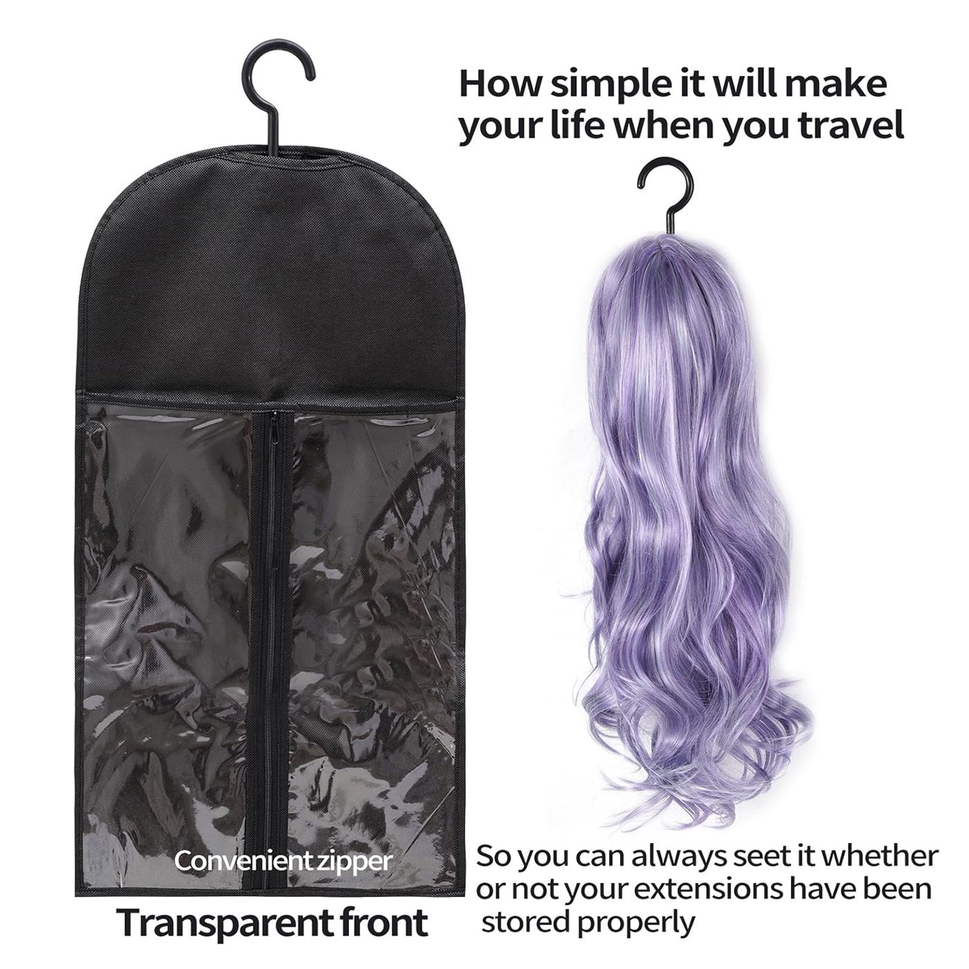 9pcs Fashion Wig Storage bags with Hanger /Wigs Hair Extension Storage Bag Hairpieces Storage Holder