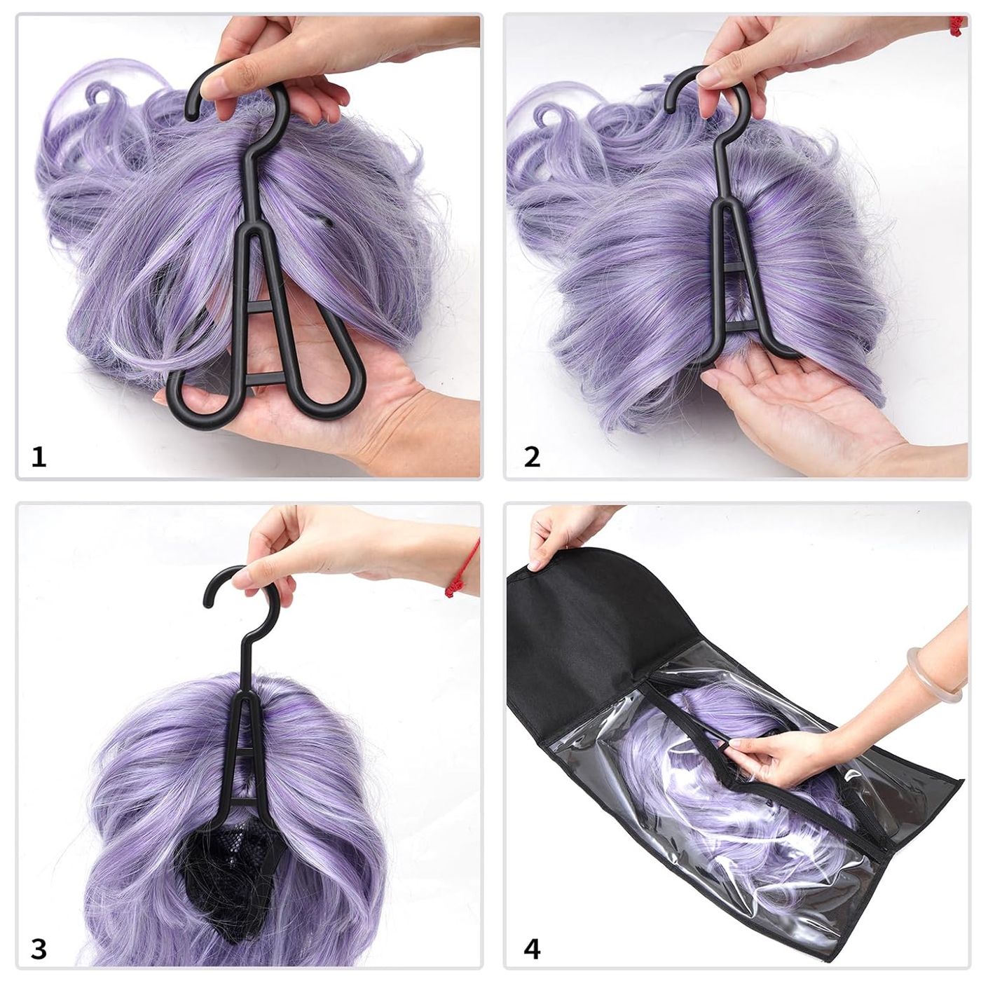 9pcs Fashion Wig Storage bags with Hanger /Wigs Hair Extension Storage Bag Hairpieces Storage Holder