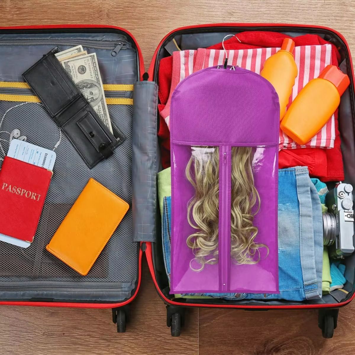 9pcs Fashion Wig Storage bags with Hanger /Wigs Hair Extension Storage Bag Hairpieces Storage Holder