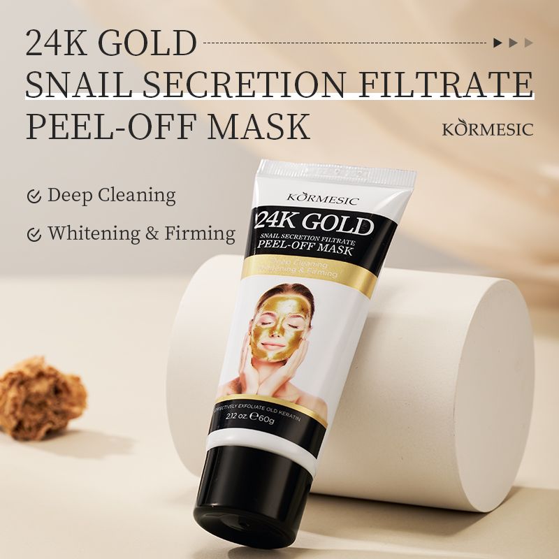 KORMESIC 24K Gold & Snail Secretion Peel-Off Mask with Niacinamide | Deeply Cleanses to Unclog Pores, Exfoliates Dead Cells, Brightens & Firms Skin