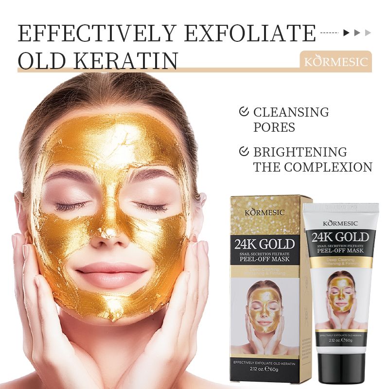 KORMESIC 24K Gold & Snail Secretion Peel-Off Mask with Niacinamide | Deeply Cleanses to Unclog Pores, Exfoliates Dead Cells, Brightens & Firms Skin