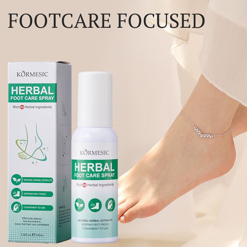 KORMESIC Refreshing Foot Spray for Dry & Cracked Skin Herbal Foot Care Spray with Aloe, Rosemary & Mint | Instantly Refreshes, Soothes Dry & Itchy Skin, and Locks in Moisture
