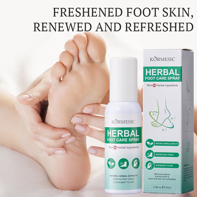 KORMESIC Refreshing Foot Spray for Dry & Cracked Skin Herbal Foot Care Spray with Aloe, Rosemary & Mint | Instantly Refreshes, Soothes Dry & Itchy Skin, and Locks in Moisture