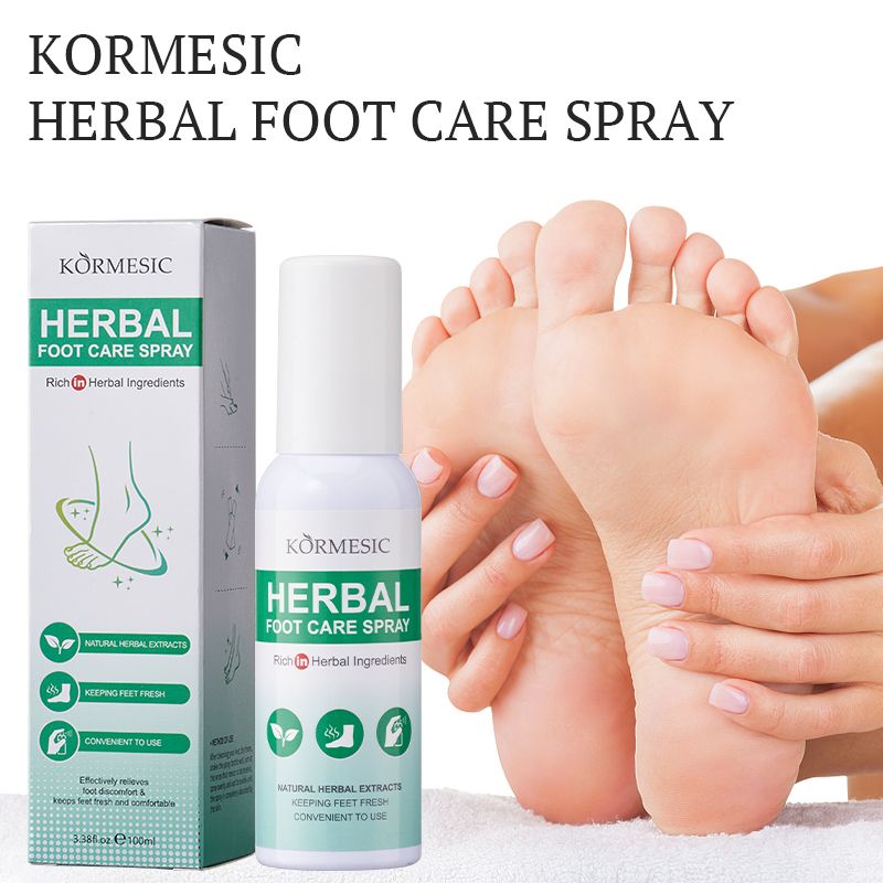 KORMESIC Refreshing Foot Spray for Dry & Cracked Skin Herbal Foot Care Spray with Aloe, Rosemary & Mint | Instantly Refreshes, Soothes Dry & Itchy Skin, and Locks in Moisture