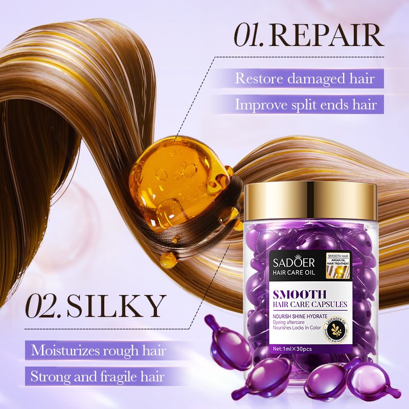 SADOER Moroccan Argan Oil Lavender Hair Conditioner Capsules Haircut Capsules