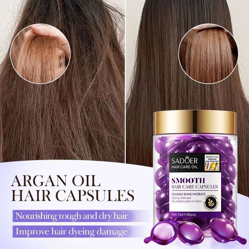 SADOER Moroccan Argan Oil Lavender Hair Conditioner Capsules Haircut Capsules