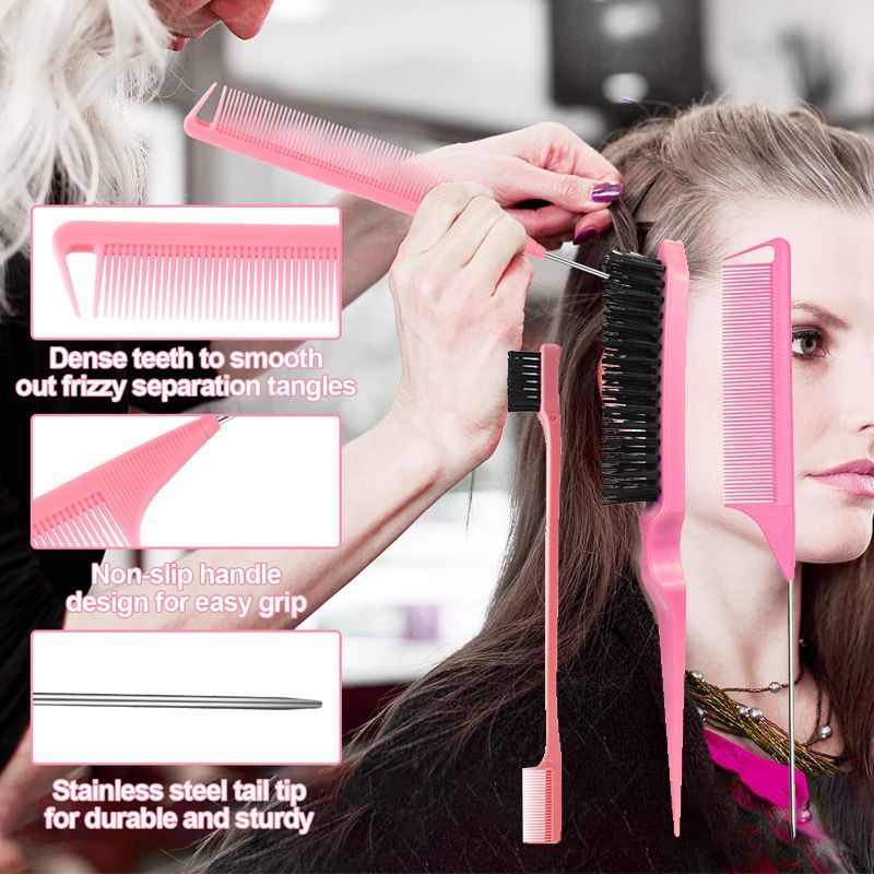 13PCS Hair Comb Set Hair Brush Hairdressing Comb Hair Styling Comb Set Curly Hair Accessories Hairpin Hair Band Wide Tooth Comb Detangling Teasing Combs Edge Rat Tail Brushes Scalp Massager Spray Bott