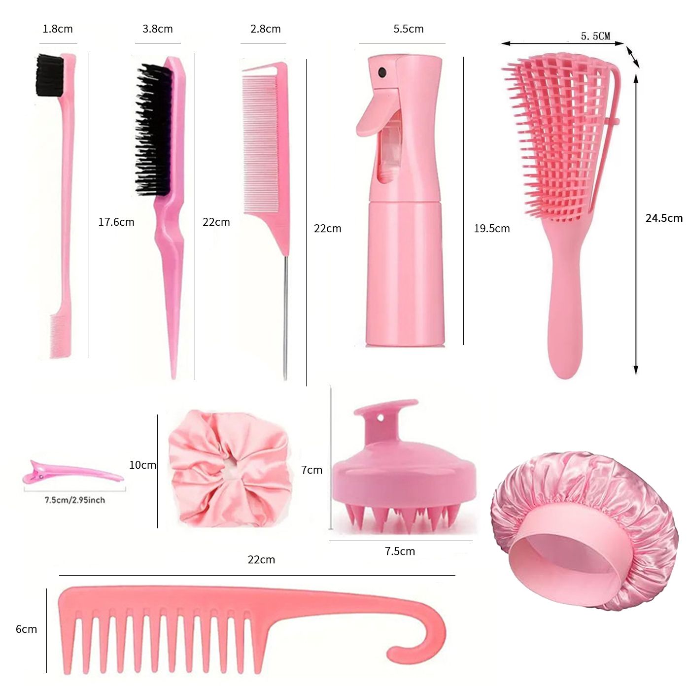 13PCS Hair Comb Set Hair Brush Hairdressing Comb Hair Styling Comb Set Curly Hair Accessories Hairpin Hair Band Wide Tooth Comb Detangling Teasing Combs Edge Rat Tail Brushes Scalp Massager Spray Bott