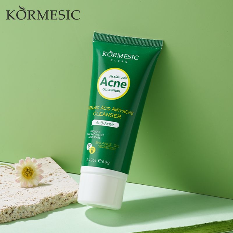 KORMESIC Anti-Acne Facial Cleanser with Azelaic Acid, Niacinamide & Malic Acid | Oil Control & Pore Refining For Oily, Acne-Prone Skin to Minimize Pores & Fade Scars