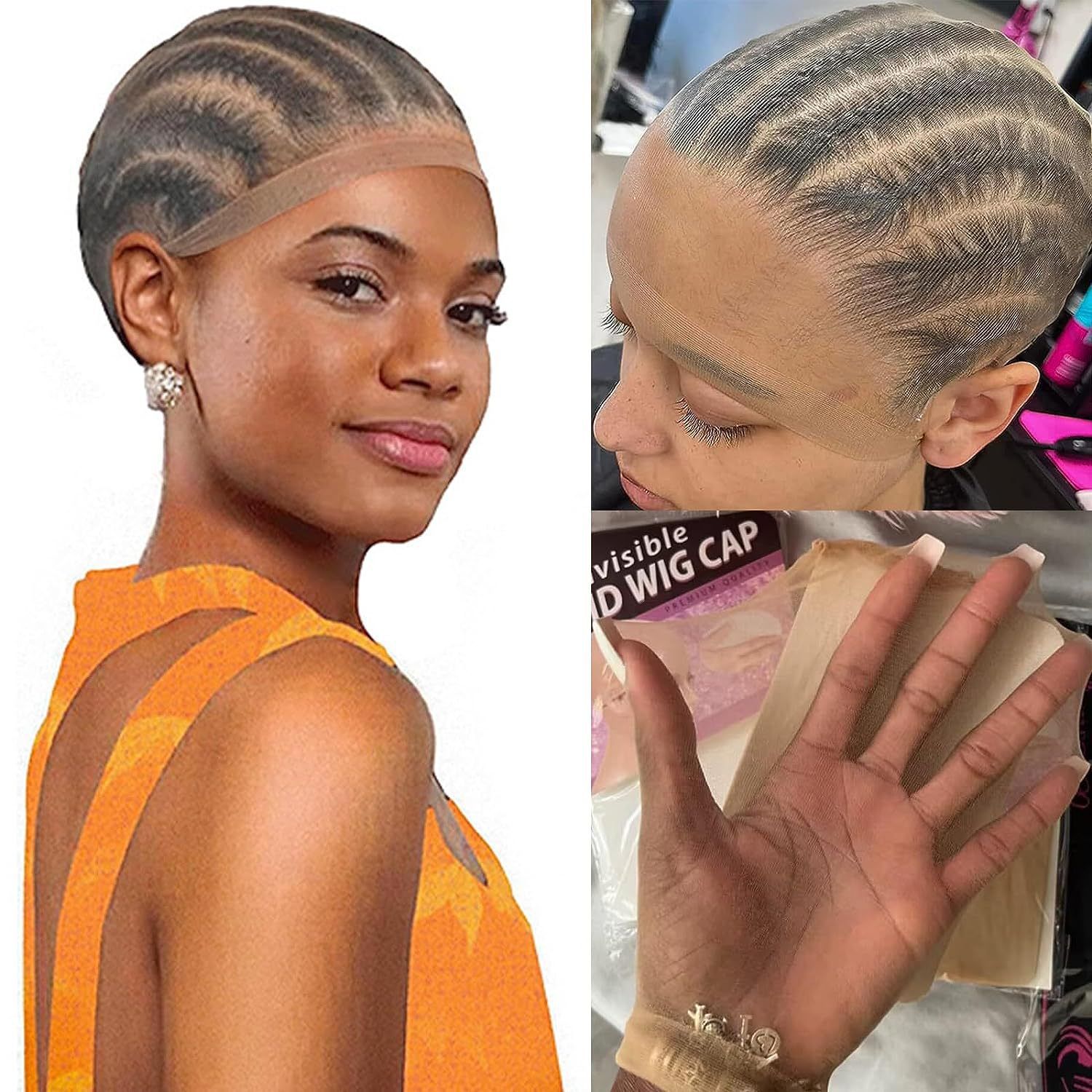 20 Pcs Stocking Wig Caps, Light Brown Stocking Caps For Wigs, Stretchy Nylon Wig Caps for Women, Girls, Kids