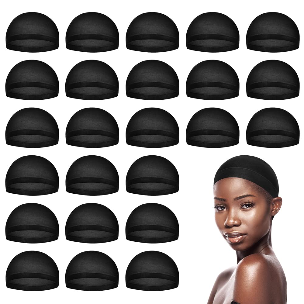 24pcs Women's brown and black wig cap, front lace wig stocking cap Long stockings cap, elastic wig stocking cap Suitable for wigs, role-playing and daily use