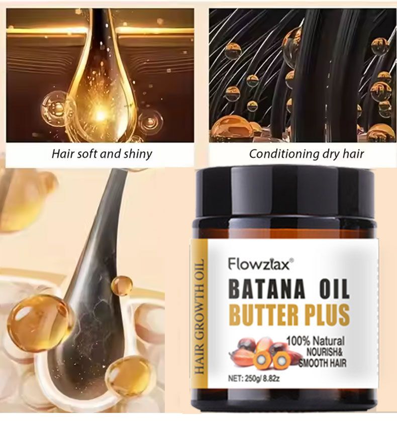 Batana Oil 50ml Hair Repair Serum, Batana Oil Hair Mask & Silicone Scalp Massage Brush – 2-in-1 Wet/Dry Shampoo Comb for Damaged Hair Care