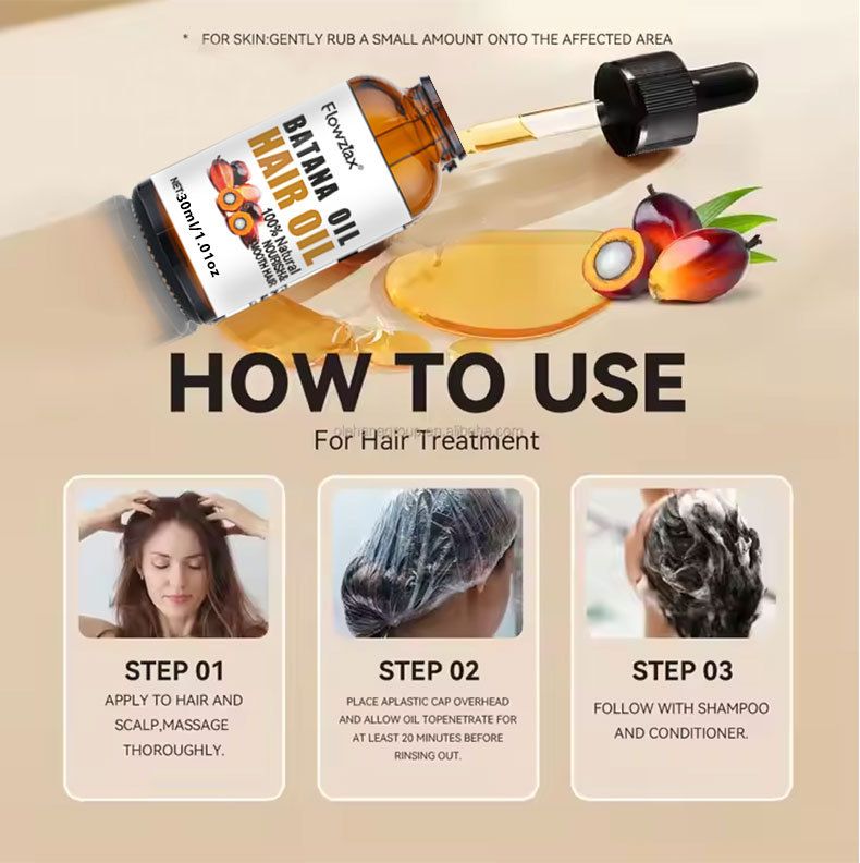 Batana Oil 50ml Hair Repair Serum, Batana Oil Hair Mask & Silicone Scalp Massage Brush – 2-in-1 Wet/Dry Shampoo Comb for Damaged Hair Care