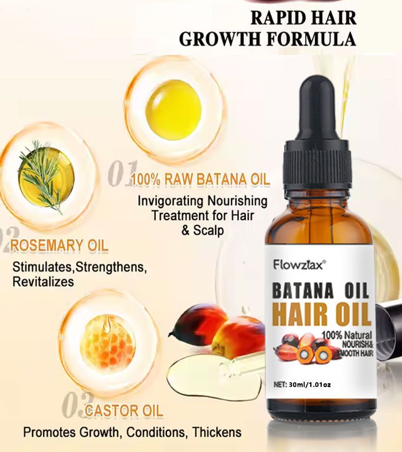 Batana Oil 50ml Hair Repair Serum, Batana Oil Hair Mask & Silicone Scalp Massage Brush – 2-in-1 Wet/Dry Shampoo Comb for Damaged Hair Care