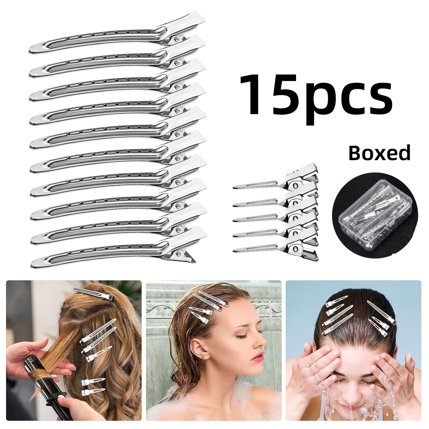 15 Pcs Hair Clips Headwear Stainless Hairdressing Clips Clamp Salon Hairpins DIY Hairs Styling Tools Hairpin Girls Fashion