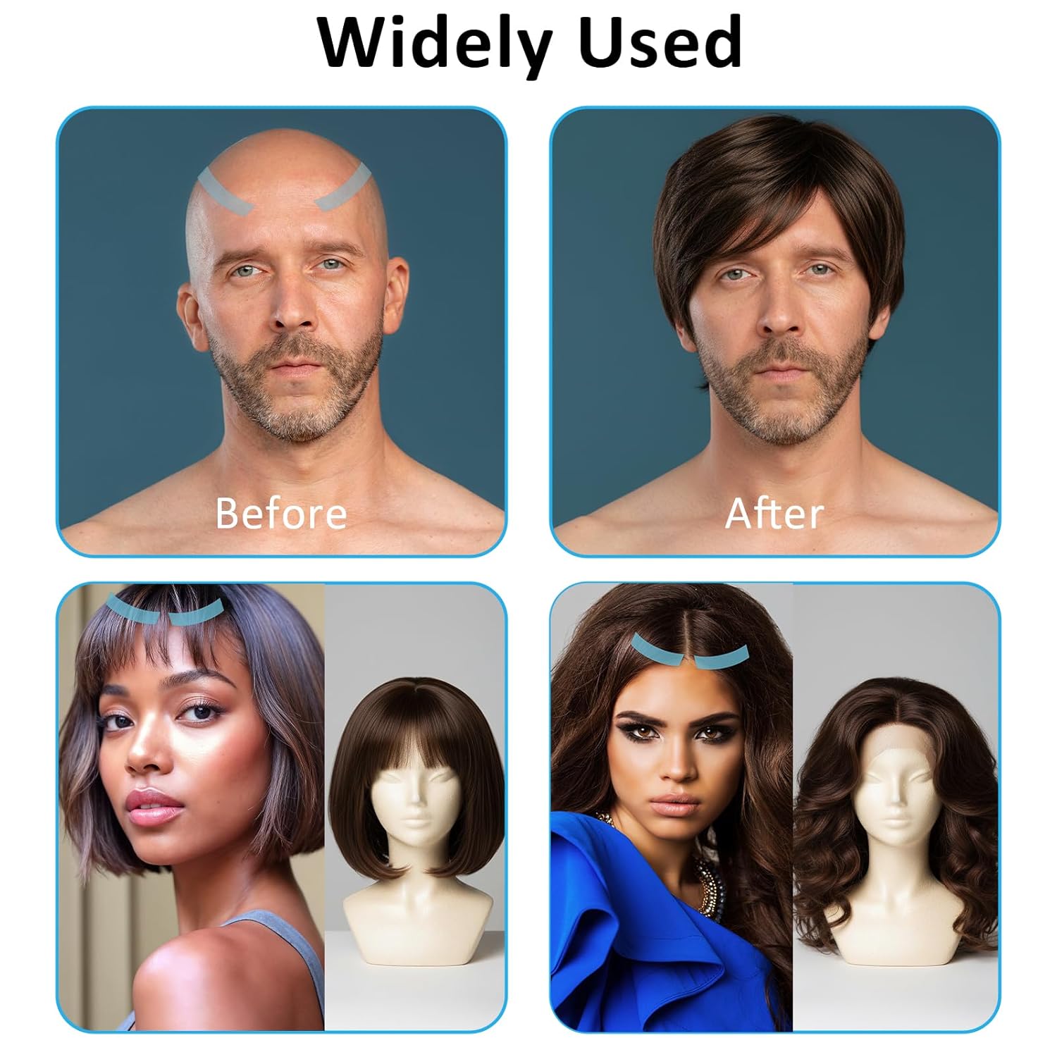 36 Pcs Wig Tape Double Sided Ultra Hold, No Residue Lace Front Tape, Waterproof Wig & Hairpiece Adhesives for Lace Wigs, Toupees, Hair Extensions(1/4)