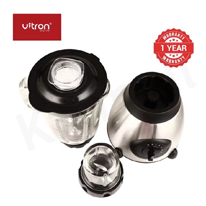 Vitron VB-Y66 Blender Powerful 2 In 1 with grinder and 1.5L unbreakable Glass Jar - 1.5L Black 1.5L