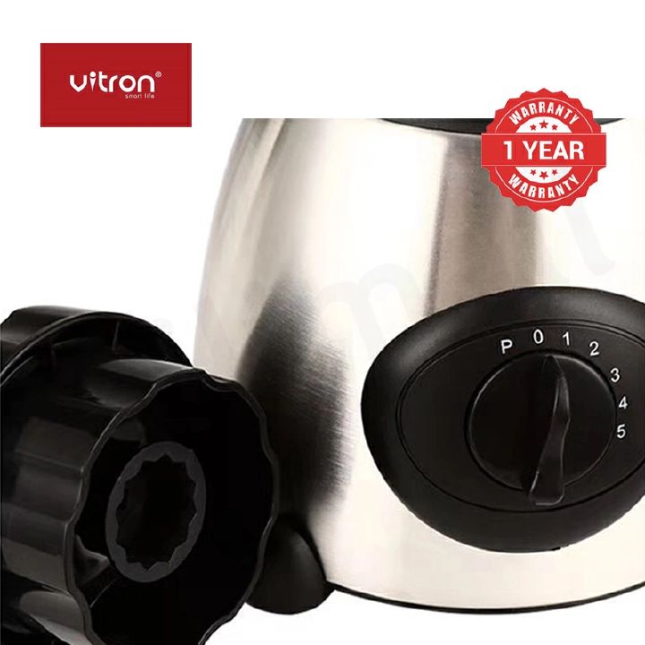Vitron VB-Y66 Blender Powerful 2 In 1 with grinder and 1.5L unbreakable Glass Jar - 1.5L Black 1.5L