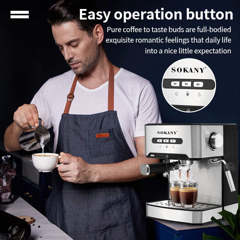 1.6L Sokany Espresso Coffee Maker SK-6863 850W Stainless Steel