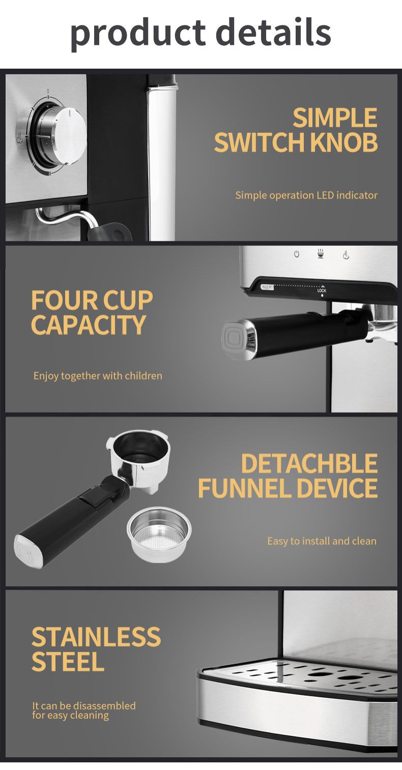 1.6L Sokany Espresso Coffee Maker SK-6863 850W Stainless Steel