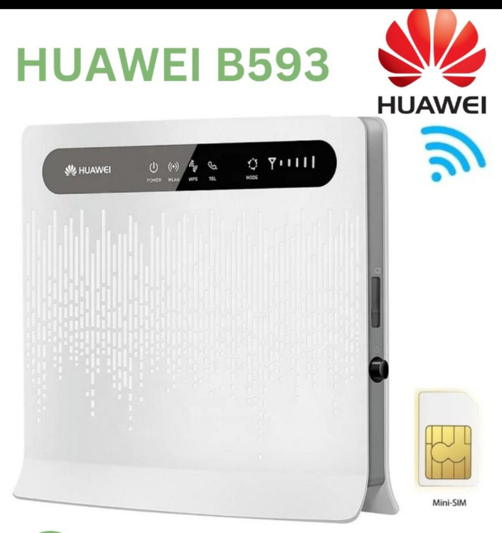 Huawei B593 LTE 4G wireless Wifi Router with Simcard 4 lan ports and 2 usb ports connects upto 32 WiFi enabled devices