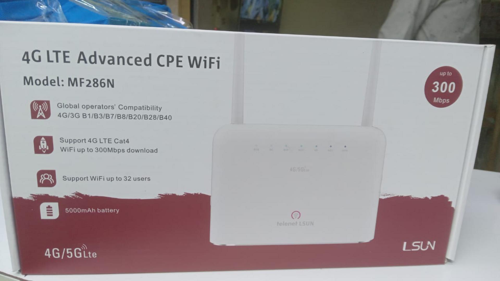Telenet LSUN MF286N 4G 5G LTE CPE Router with 5000mAh battery cat4 300M 4G 5G Wireless mobile wifi router modem gateway