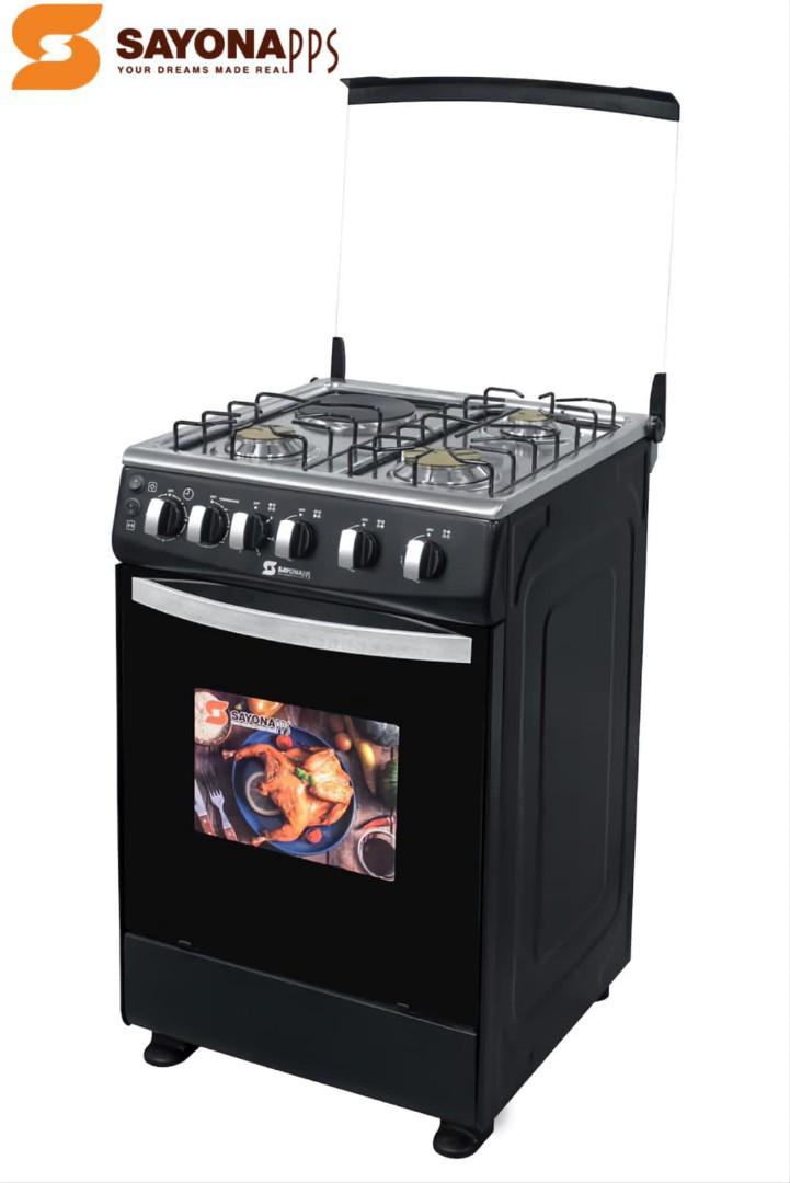 Sayona standing gas cooker 3 gas + 1 Electric hot plate with 60L gas Oven 50x55x85cm