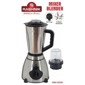 Rashnik stainless steel Blender with 1.5L jug 2 IN 1 blender ice crusher 400W 6 Stainless steel blades