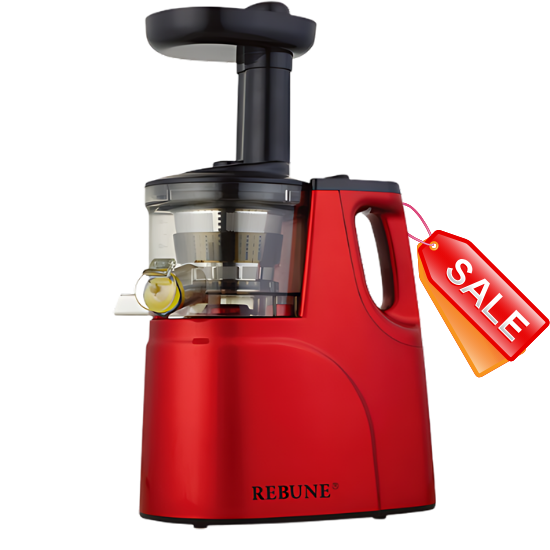 RE-2-079  Rebune Slow Juicer with 2 Outlet For Juice & Pulp Red with 150W DC Motor and 1L juice cup capacity