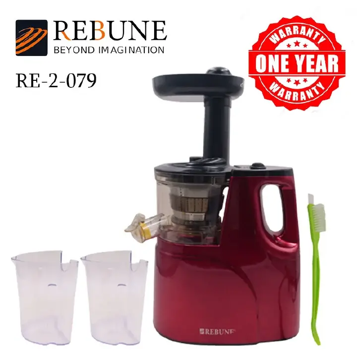 RE-2-079  Rebune Slow Juicer with 2 Outlet For Juice & Pulp Red with 150W DC Motor and 1L juice cup capacity
