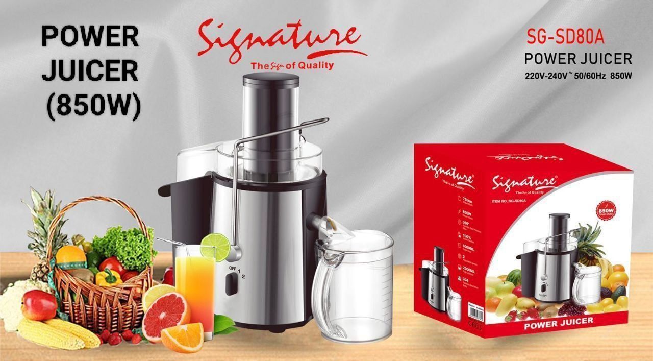 Signature SG-SD80A Powerful Electric Juice extractor / Stainless steel Signature Juicer Extractor 850W motor Signature Electric Juicer silver color
