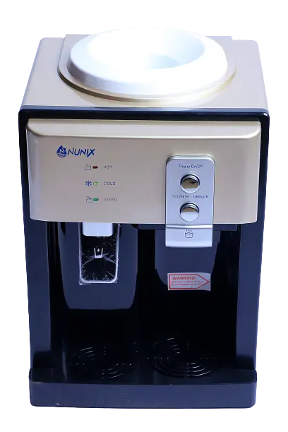 Nunix Z4 table top hot and normal water dispenser champagne black color Nunix table top water dispenser