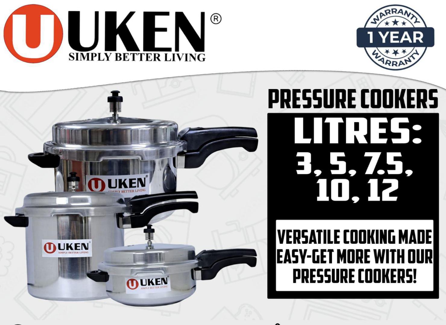 Uken Aluminium pressure cooker non electric stainless steel made from Virgin Aluminum for maximum safety Uken Aluminium pressure cooker