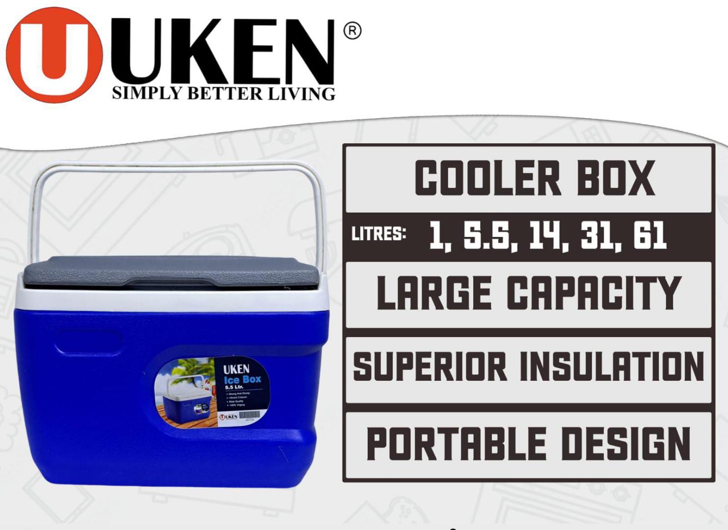 Uken Double layer portable pearl ice cooler box with carrying handle for ice cream and other foods storage