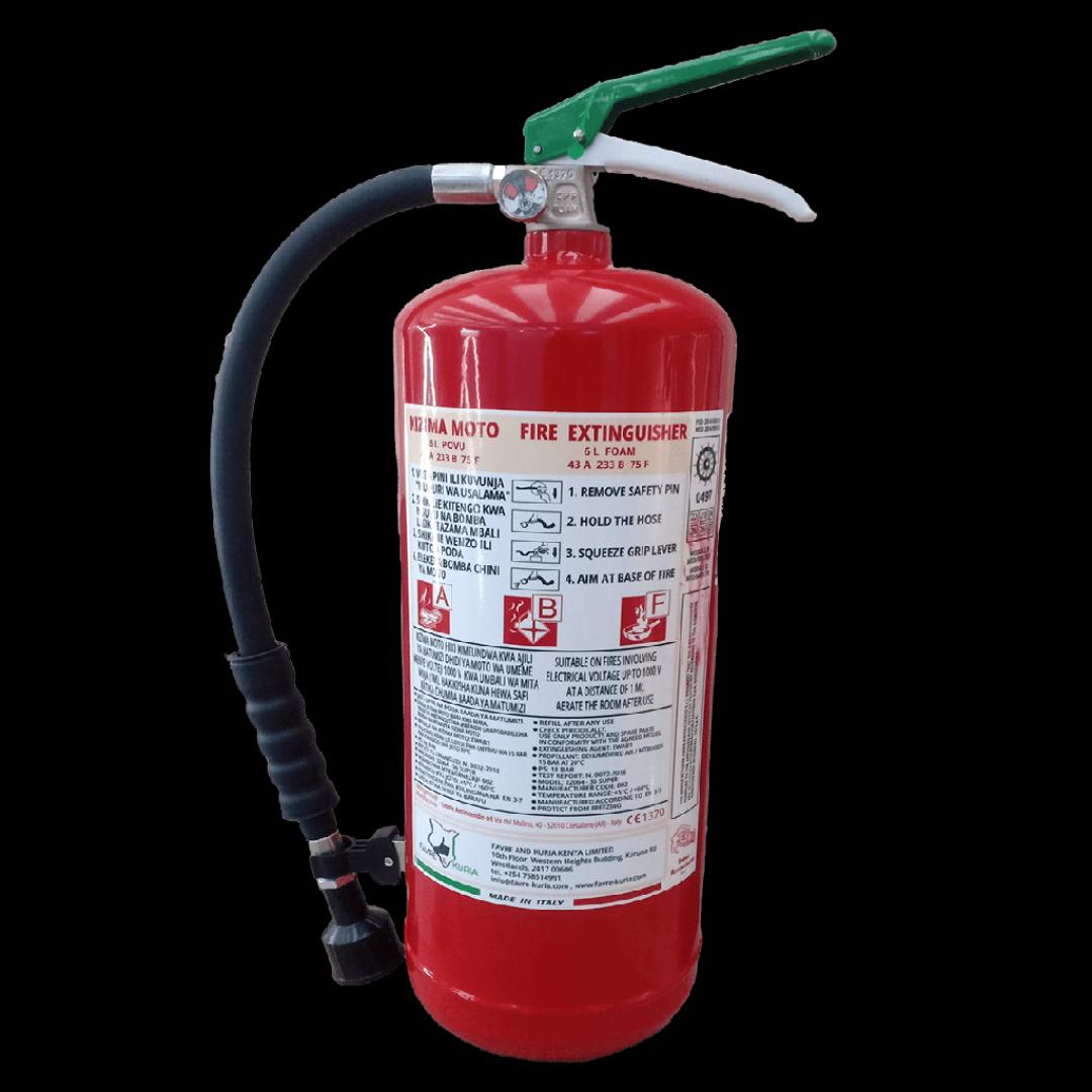 9L Foam Fire Extinguisher for both Class A and B fires which are those that are fuelled by solid materials and flammable liquids,