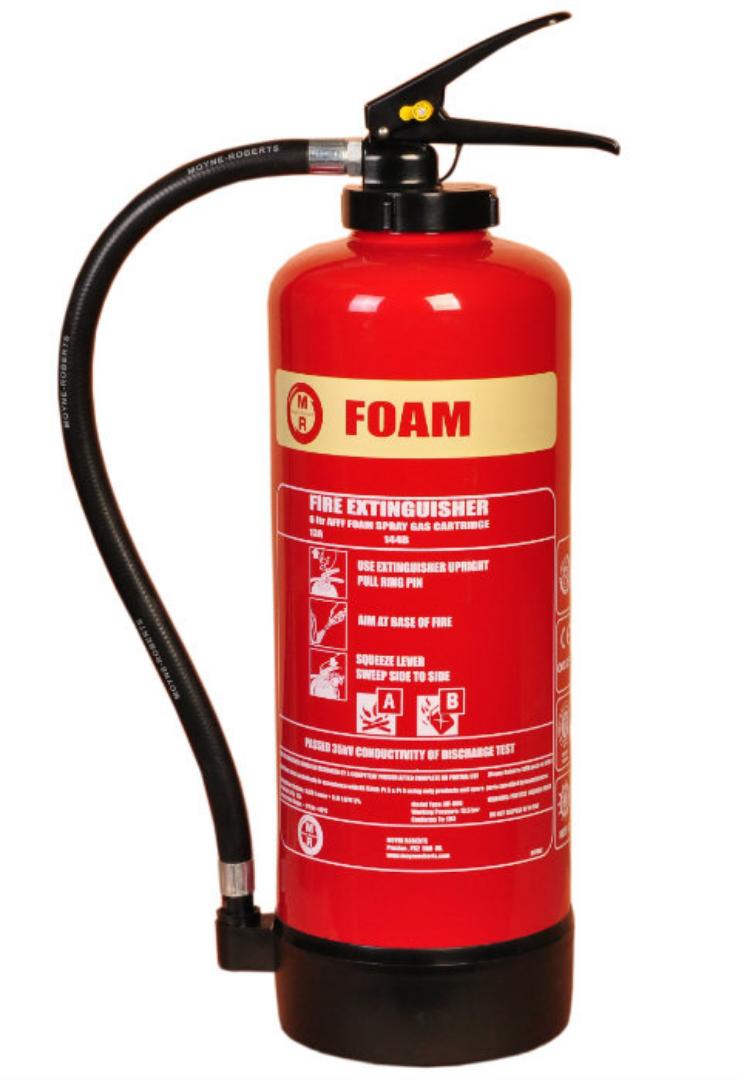 9L Foam Fire Extinguisher for both Class A and B fires which are those that are fuelled by solid materials and flammable liquids,