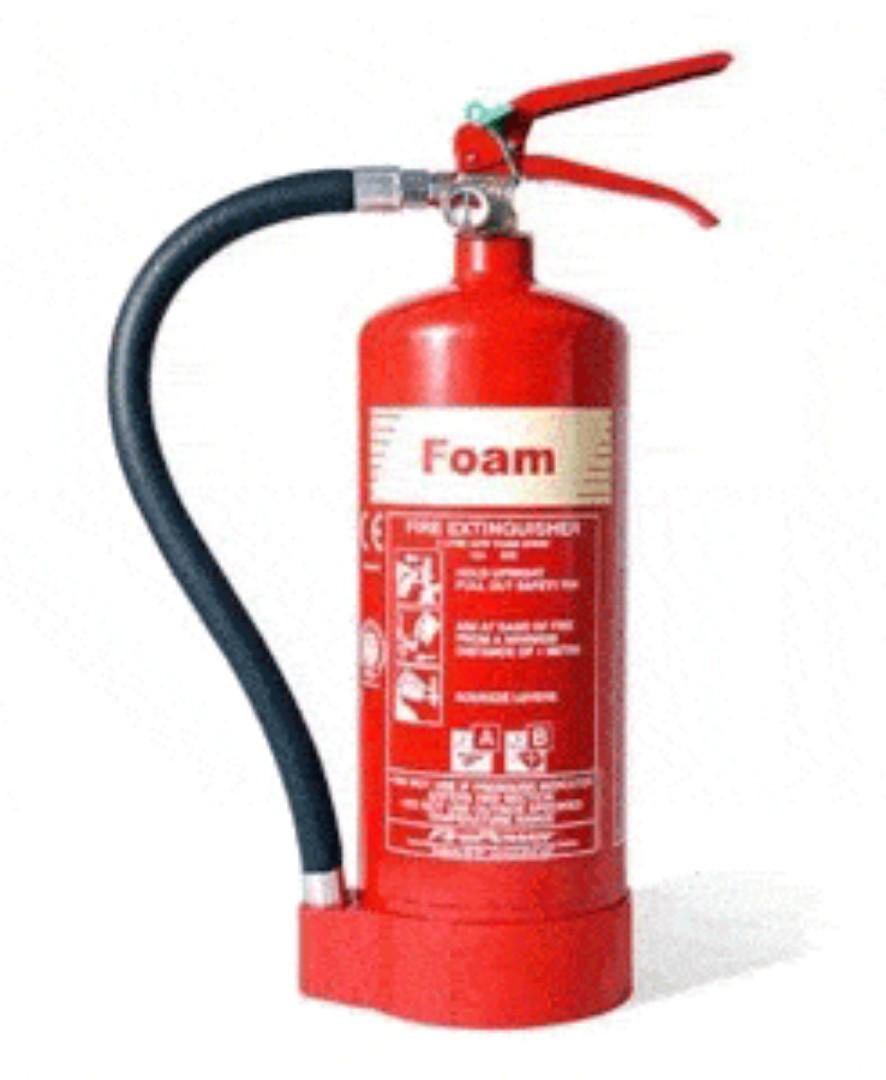 9L Foam Fire Extinguisher for both Class A and B fires which are those that are fuelled by solid materials and flammable liquids,