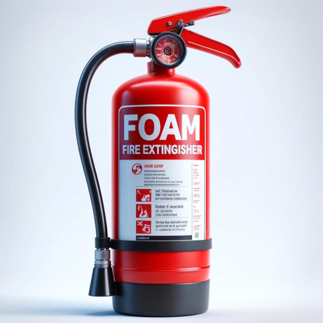9L Foam Fire Extinguisher for both Class A and B fires which are those that are fuelled by solid materials and flammable liquids,