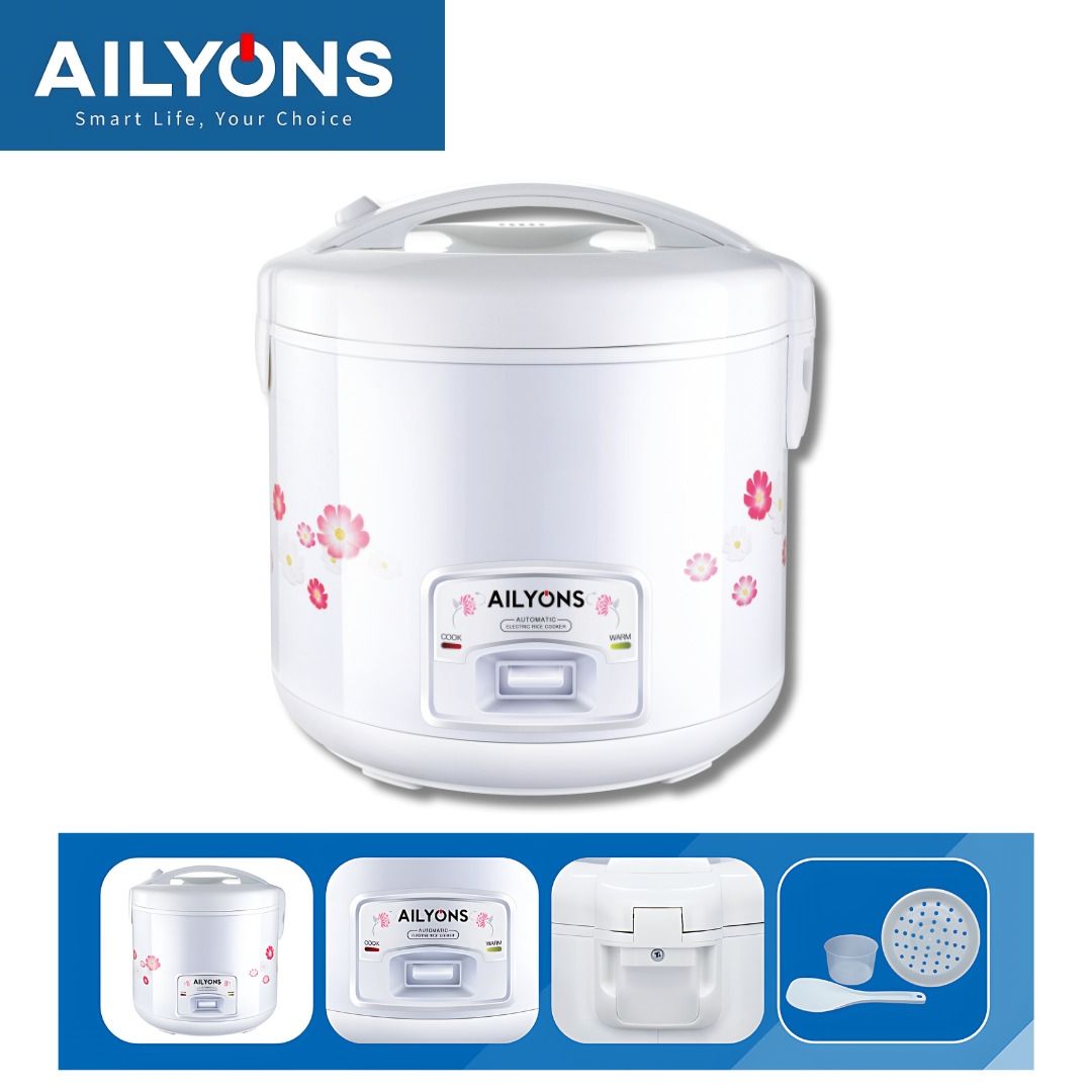 Ailyons RCX-18B01 3-In-1 Deluxe Rice cooker 1.8L Multifunctional rice cooker 700W with Stainless Steel Body Non-stick Removable Inner Pot Automatic Cooking& Warming Function