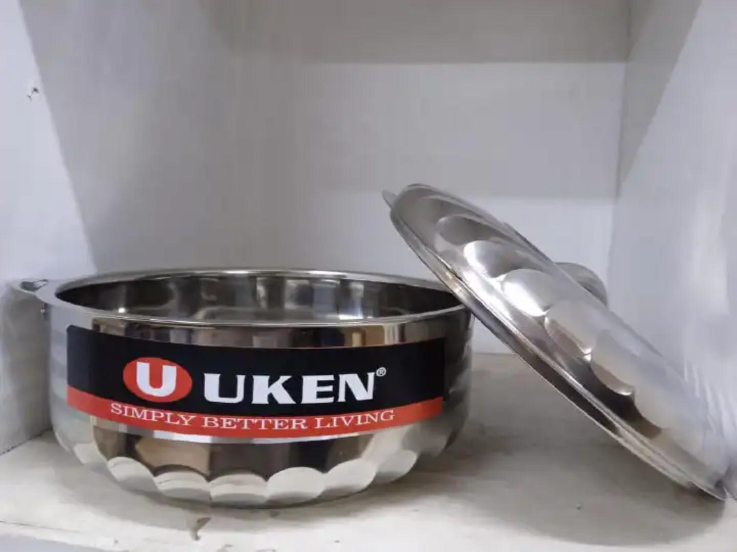 3pcs Stainless steel Uken Hotpots set with double wall insulation for keeping food hot or cold for long. 3pcs Uken Hotpots set consists 1000ml, 1500ml and 2500ml sizes