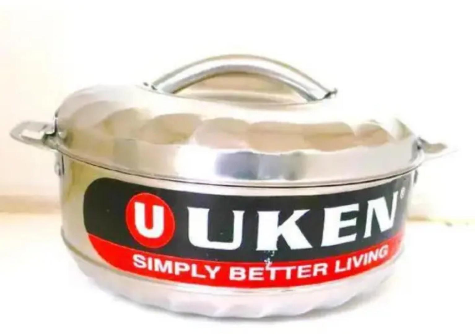 3pcs Stainless steel Uken Hotpots set with double wall insulation for keeping food hot or cold for long. 3pcs Uken Hotpots set consists 1000ml, 1500ml and 2500ml sizes