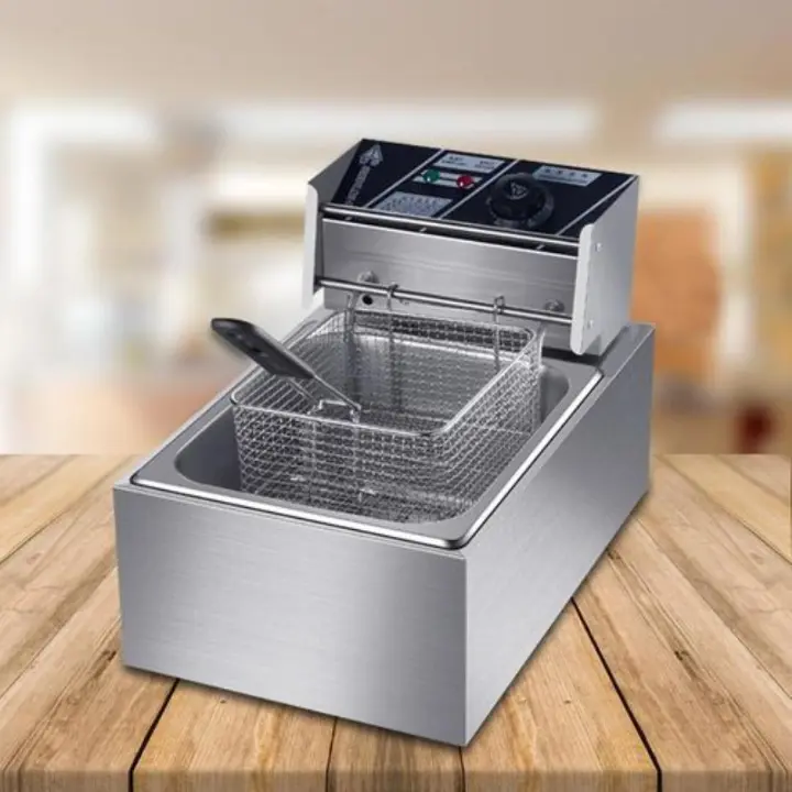 Macro 6L SINGLE electric deep fryer STAINLESS STEEL TANK Energy Efficient Double Electric Chips / Chicken / MANDAZIS Deep Fryer Machine