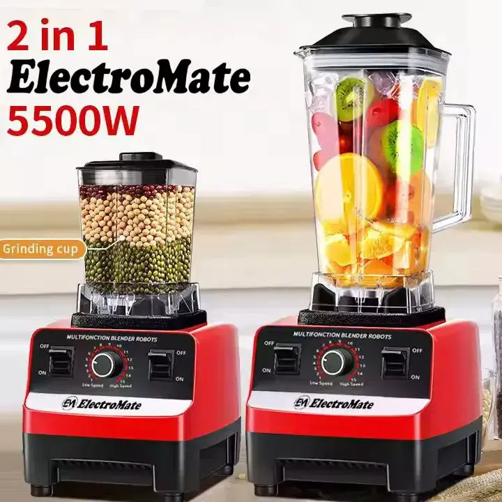 EM Electromate Heavy Duty Commercial Pro Blender + Grinder 2L Jar COMMERCIAL HEAVY DUTY Blender High speed for easy operations Sharp Blades 5500W powerful motor