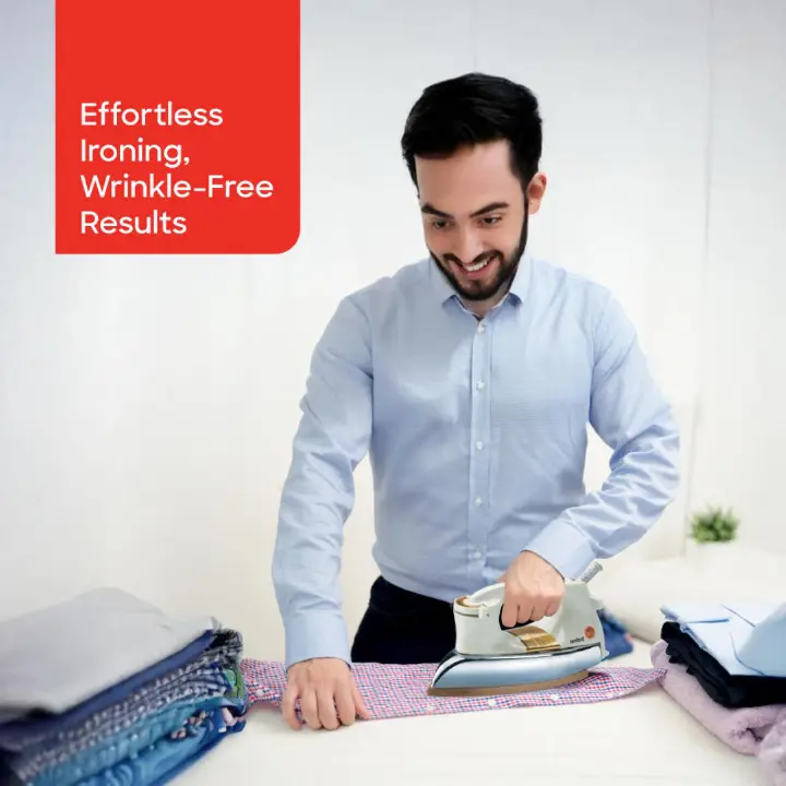 Sanford SF20DI Heavyweight Dry Iron Box with Ceramic Coated non-stick Soleplate 1200W cream color