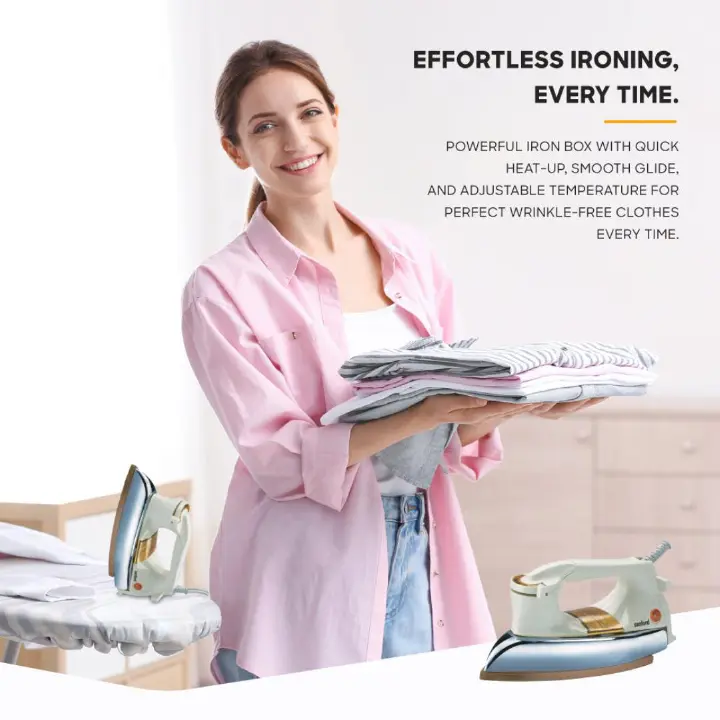 Sanford SF20DI Heavyweight Dry Iron Box with Ceramic Coated non-stick Soleplate 1200W cream color